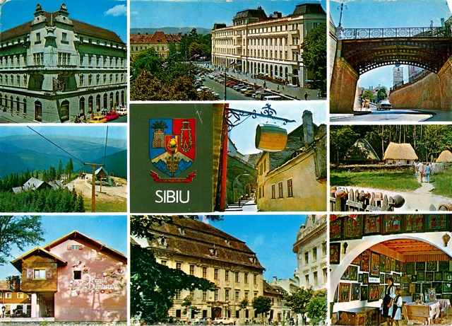 133 - Sibiu - Hotel Imparatul Romanilor, Stat. Paltinis, Hanul Dumbrava, Hotel Bulevard, Pasajul Scarilor, Muz. Brukenthal, Primul pod din fonta, Muz. tehnicii populare, Muz. de icoane pe sticla Sibiel